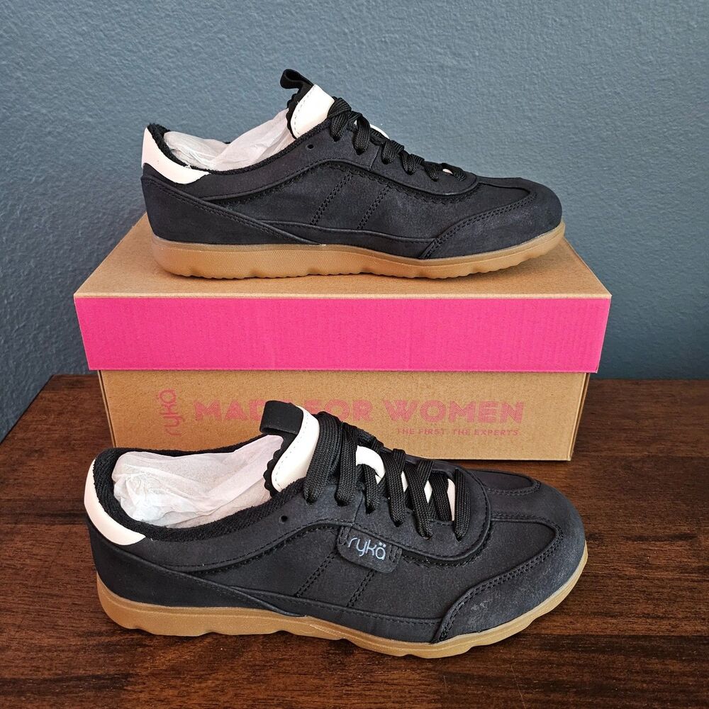 NIB Ryka Effortless Womens Fashion Sneakers Black Sporty Gum soles Size 6W